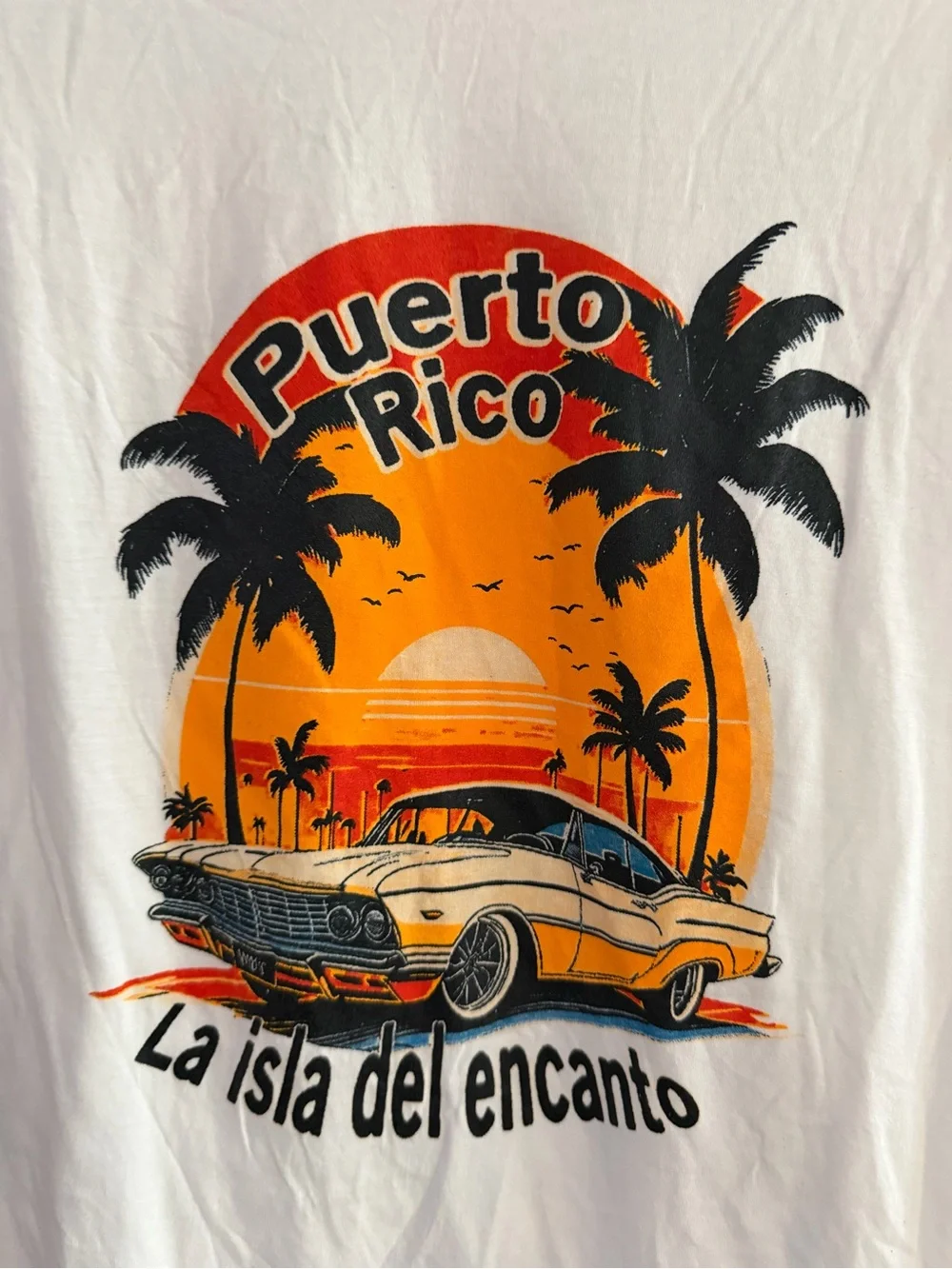 Goodfellow & Co Puerto Rico Graphic Tee - White with Orange and Black Print